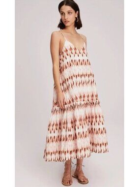 A.L.C. Colette pink mojave tie dye ruffle midaxi dress